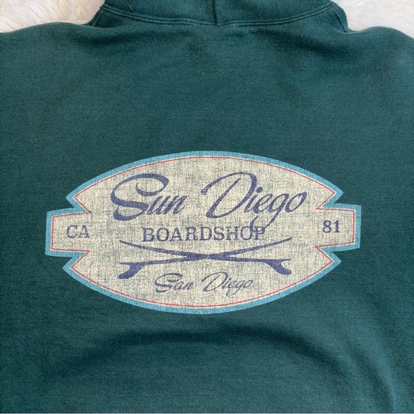 Sun ☀️ Diego Women’s Size Large Oversized Dark Green Long Sleeve Graphic Hoodie - Picture 11 of 13